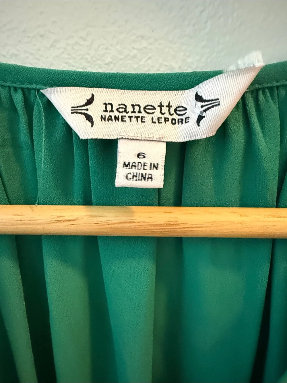 Nanette Lepore Teal V-Neck Long Sleeve Smocked Waist Dress